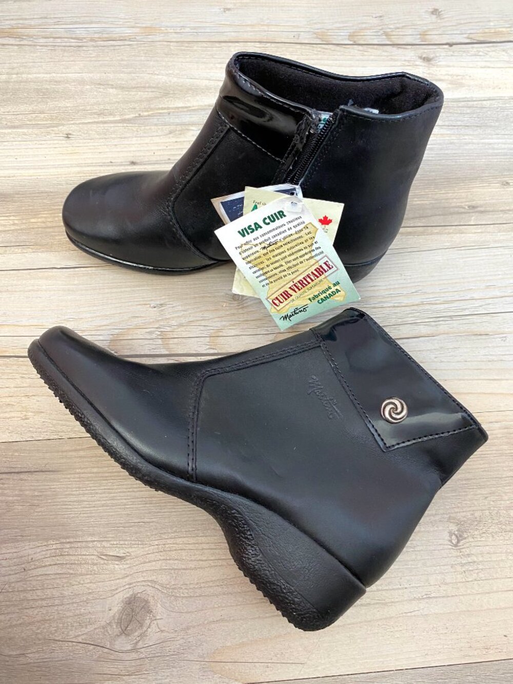 Maitino Black Waterproof Leather Ankle Boots Size 7